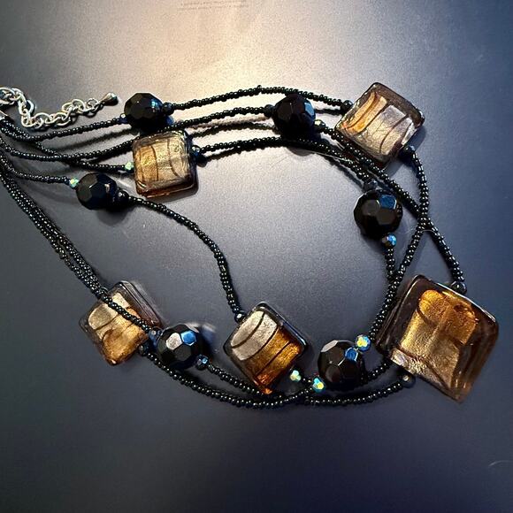 🎉HP!🎉Murano Style Artisan Glass Layered Beaded Necklace - Picture 4 of 6